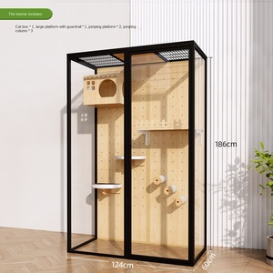 Gatto esterno di lusso Villa Super grande spazio in legno massello gabbia per gatti con lega di alluminio di lusso animale modello - Product Image 6