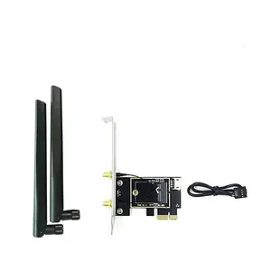 Convertidor de adaptador inalámbrico M.2 a PCI Express con 6DBi 2x antena NGFF M.2 WiFi tarjeta Bluetooth para AX210 AX200 9260NGW