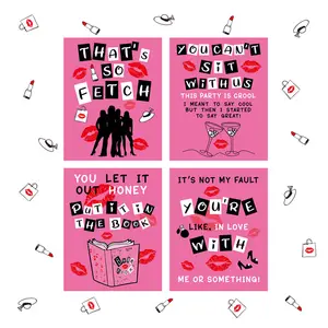 4 Buah Poster Kertas Warna Pink Dekorasi Pesta Gadis Tema Buku Bakar, Dekorasi Rumah Pesta Gadis