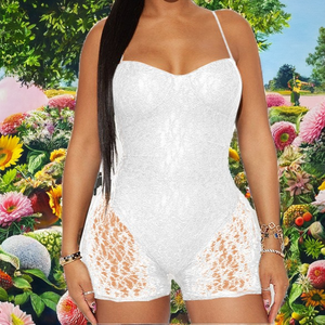 Nuevo Mono de Verano para Mujer, Transpirable, Ecológico, sin Espalda, con Encaje, Estilo Halter, sin Mangas, Ajustado, por Encima de la Rodilla, Estilo Vintage - Product Image 2
