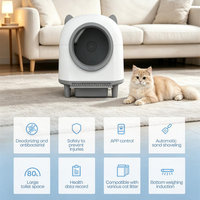 Bac à litière automatique intelligent pour chat, grande capacité 80L, espace spacieux, empreinte compacte, contrôle par application, élimination des odeurs, 12 capteurs de sécurité