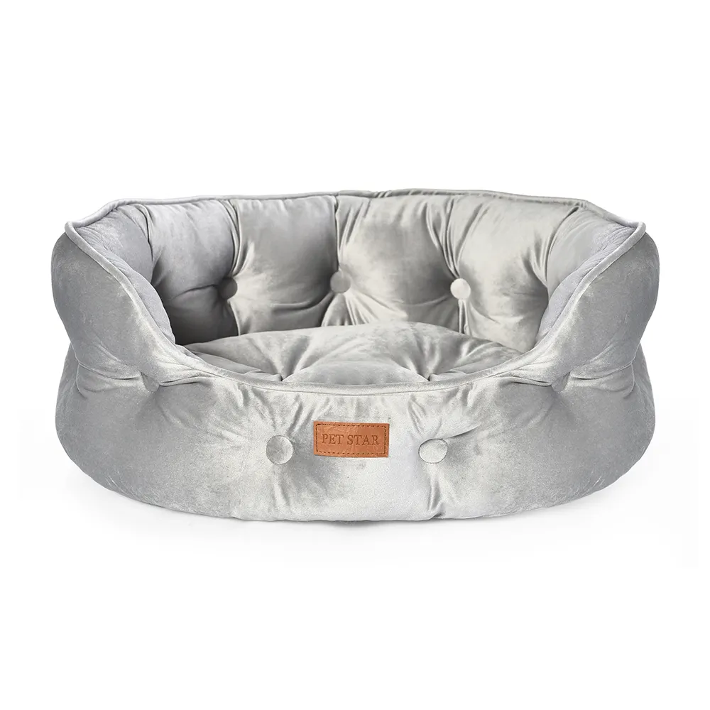 Confortável Tufted Velvet Luxury Dog Bed Cozy Dog Cushion Removível Bed