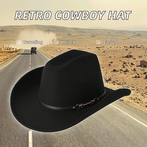 Chapeau Fedora Cowboy Rétro Unisexe en Feutre de Haute Qualité, Design Personnalisé, Vente en Gros, Idéal pour Fêtes, Voyages, Sports, Pêche et Activités de Plein Air - Product Image 2