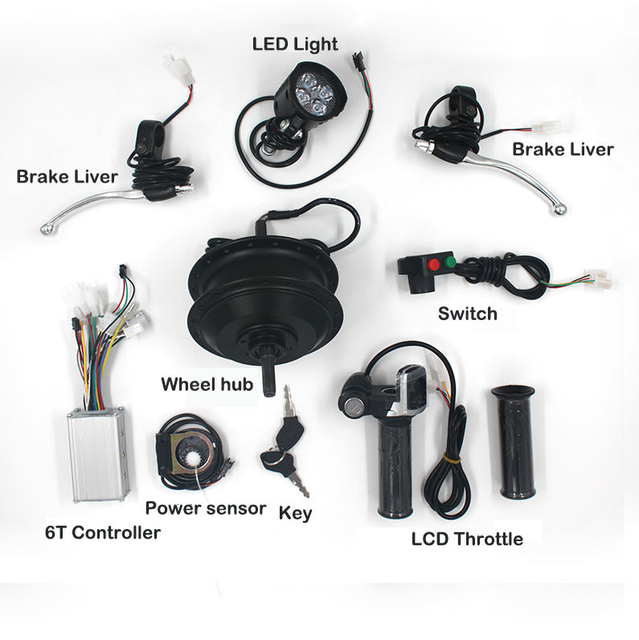 250W/350W Brushless Electric Cycle Engine Conversion Kit with Lithium Battery LCD Display Hub Motor for Electric Bicycle