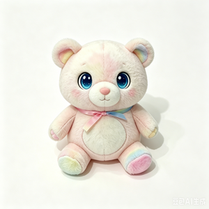 Custom Rainbow Accent Sitting <b>Bear</b> Plush Toy, <b>Cute</b> Gradient Rainbow Bow Teddy <b>Bear</b> Plushie, Soft Pink Pastel Teddy <b>Bear</b> Stuffed - Product Image 4