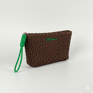 Soft Makeup Pouch Designer Padded Cosmetic Bag Portable Travel <b>Toiletry</b> Organizer Brown Bubble Fabric Beauty <b>Storage</b> Case - Product Image 4