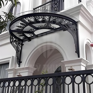 Parasole <span class=keywords><strong>in</strong></span> vetro temperato a prova di pioggia e pioggia <span class=keywords><strong>in</strong></span> stile europeo a baldacchino <span class=keywords><strong>in</strong></span> <span class=keywords><strong>ferro</strong></span> promozione sul tetto del <span class=keywords><strong>balcone</strong></span> - Product Image 2