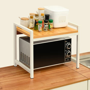 Étagère de cuisine moderne et minimaliste, double, écologique, pour espaces étroits, support de rangement chromé pour <span class=keywords><strong>micro</strong></span>-ondes, organisateur de comptoir - Product Image 5