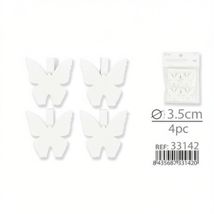 ILAN Mollette in Legno a Forma di Farfalla 3,5cm 4pz per Fermagli da Abbigliamento - Product Image 1