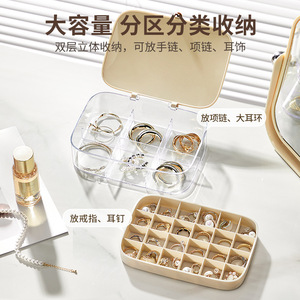 Caja de Almacenamiento de Joyas Portátil de Varias Capas, Organizador de Collares y Pendientes de Gran Capacidad, Estuche de Joyería Compartimentado para Escritorio - Product Image 1