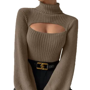 유럽과 미국 섹시 스파이스 스웨터 새로운 디자인 감각 터틀넥 여성 스웨터 겨울 풀오버 스웨터