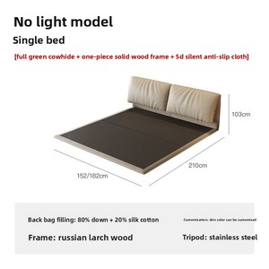<span class=keywords><strong>Lit</strong></span> double en pin massif et cuir, design <span class=keywords><strong>suspendu</strong></span> minimaliste <span class=keywords><strong>de</strong></span> style italien moderne, style Wabi-Sabi, sommier <span class=keywords><strong>de</strong></span> luxe fabriqué - Product Image 5