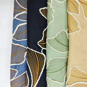 [TEX] قماش فوال قطن 100% بتطريز دانتيل مسطح جميل بنمط أوراق شجر ثلاثي الأبعاد للملابس النسائية - Product Image 2