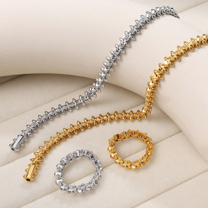 Spike Jewelry <b>Set</b> Zinc Alloy <b>Bracelet</b> Ring Unisex Party Fashion Street Style Design - Product Image 1