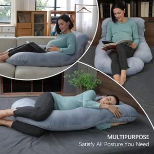 Oreiller de grossesse complet en forme de U de 57 pouces pour un sommeil confortable Housse amovible pour les femmes enceintes - Product Image 6