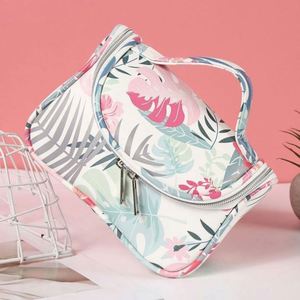 Bolsa de Almacenamiento de Cosméticos de Viaje de Gran Capacidad con Estampado de Moda, Bolsa de Maquillaje Portátil con Asa - Product Image 3