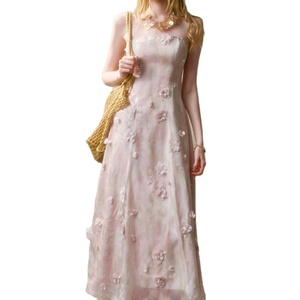 Falda Larga o Corta Personalizada de Alta Calidad, Casual, Elegante, con Estampado de Flores de Cerezo, Estilo Vintage, Color Rosa, Romántica, de Poliéster, Cintura Alta - Product Image 1