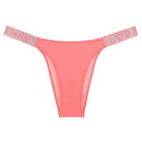 Culotte string femme taille basse en coton noir uni, respirante et à séchage rapide, pour le sport et la danse, style sexy