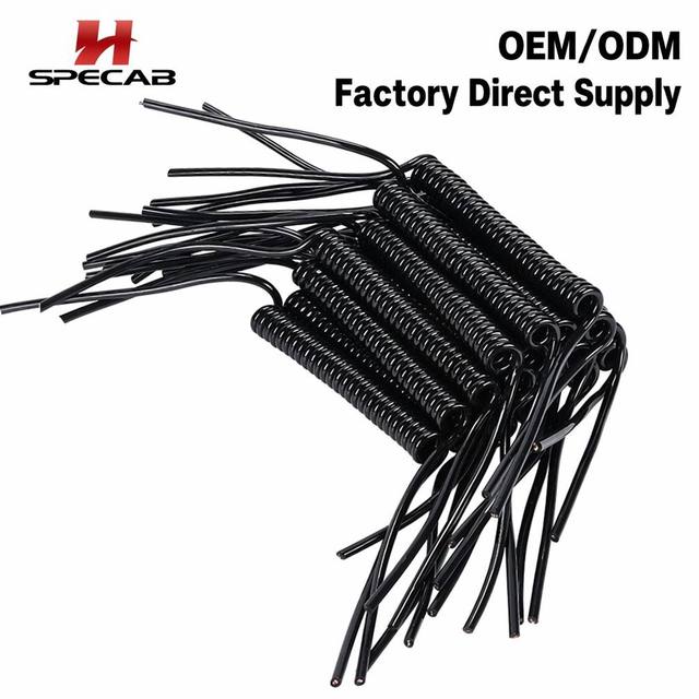 Flexible PU Spiral Coiled Control Cable 3 Core 4mm Retractable Charging Interface Wire Pure Copper Conductor Shielded for EV