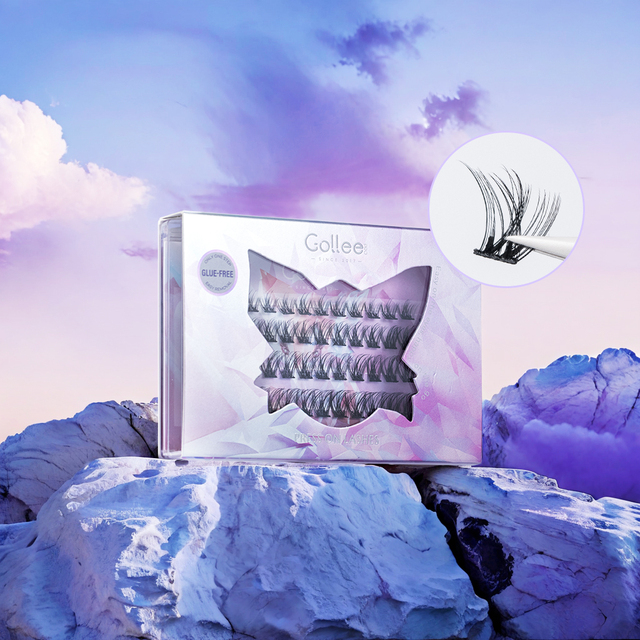 Gollee Self-Adhesive Eyelash  No Glued Press-On Glue-Free False  Lashes Vendor Individual Cluster Fluffy Lash Extension Kit