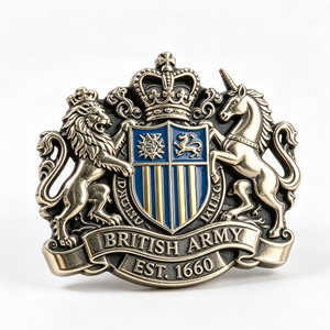 British Badge <b>1660</b> Silver Plated Zinc Alloy Hard Enamel Full 3D Emblem Antique Collectible Art - Product Image 2
