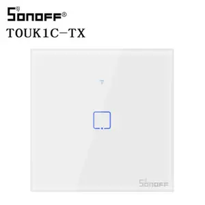 SONOFF T0UK 1C TX interruptor de luz táctil de pared Wifi 1Gang 86 tipo App Control remoto inalámbrico por voz temporizador casa inteligente funciona con Alexa