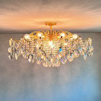 Lustre en cristal de style américain de luxe, luminaire suspendu créatif pour chambre à coucher, salle à manger et salon
