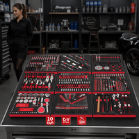 Ensemble complet d'outils mécaniques de 504 pièces avec 10 plateaux en mousse EVA, kits de clés à douilles en acier CrV pour ateliers de réparation automobile, garages et coffres de rangement