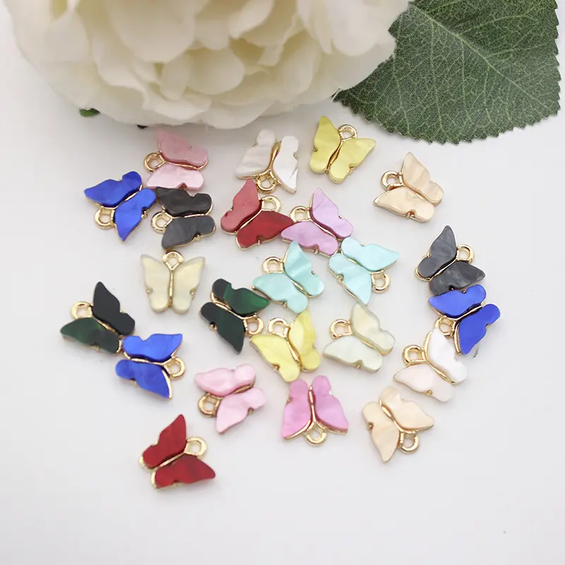 Offre Spéciale pendentif à breloque papillon en acrylique multicolore, Bracelet, boucle d'oreille, collier pour accessoires de bijoux