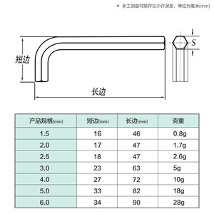 Clé hexagonale Weihou 1,5~6 mm métrique en forme de L en acier inoxydable SUS304 de qualité industrielle à tête plate - Product Image 3