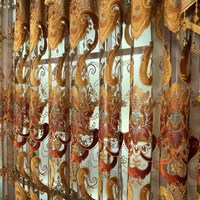 Rideaux occultants de haute qualité en tissu avec voilages assortis, rideaux de porte brodés de luxe
