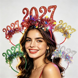 Fascia <span class=keywords><strong>per</strong></span> Capelli con Paillettes 2027 <span class=keywords><strong>per</strong></span> <span class=keywords><strong>Capodanno</strong></span>, Adorabile Decorazione Luminosa a Forma di Stella, Accessorio <span class=keywords><strong>per</strong></span> Foto, Copricapo Creativo <span class=keywords><strong>per</strong></span> Decorazioni di <span class=keywords><strong>Capodanno</strong></span> - Product Image 6