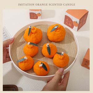 Ventes en gros de bougies parfumées en cire de soja modernes, artisanales, en forme de fruits artificiels, cadeaux de Noël avec couleur orange - Product Image 3