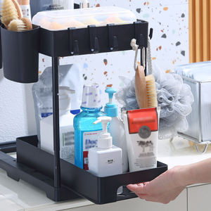 Rangement et organisation à 2 niveaux en métal pour la maison Tiroir sous l'évier Organisateur avec panier d'armoire coulissant - Product Image 4