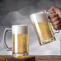 Tasse à bière personnalisée pour congélateur pour bar, restaurant, fête à la maison Tasse à bière en verre gaufré avec poignée confortable