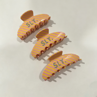CHUJIAN Accessoires pour cheveux de haute qualité, design rayé jaune, pince à cheveux en acétate écologique faite à la main, pince requin avec logo personnalisé