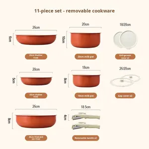 Juego de Utensilios de Cocina Antiadherentes de Metal Moderno con Mango Desmontable de 1-2L, Sartén Universal, Cacerolas, Wok, Juego de Ollas para Gas e Inducción con <span class=keywords><strong>Tapa</strong></span> de Silicona - Product Image 6