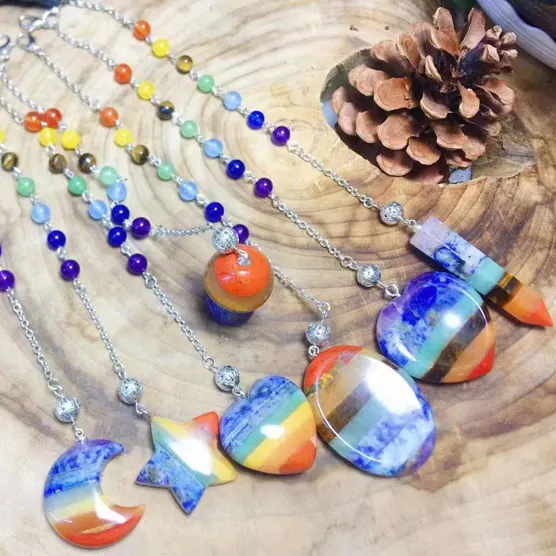 Pendule Reiki à 7 chakras, en cristal, lune, étoile, pour la guérison, offre spéciale