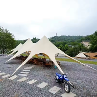 Chapiteau de fête extérieur Glamping Garden Tente d'événement extensible en forme d'étoile Tente d'auvent pliante à dessus plat