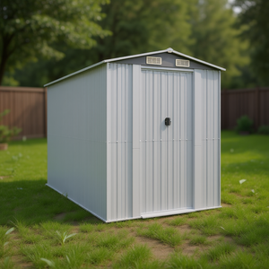 Caseta de jardín de acero galvanizado gris claro 75.6x140.6x87.8 pulgadas, solución de almacenamiento para uso en exteriores - Product Image 2