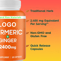 Capsules de curcuma et gingembre végétaliennes personnalisées certifiées GMP, complément alimentaire énergétique de qualité alimentaire pour adultes