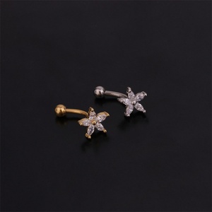 Pendientes de acero inoxidable con circonita, tipo piercing de moda, con varilla curva en espiral para la oreja y arete de ceja tipo push-pin - Product Image 5