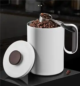 ティーシュガーコーヒー豆貯蔵用キッチンSS気密キャニスターステンレス鋼ジャー用蓋付き