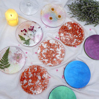 DM589 carré rond hexagone conception géode sous-verre résine Silicone moule moulage tasse tapis moules Para résine époxy transparent