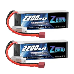 Zeee 7.4 V 50C 2200 mAh 2S Lip 2S Lipo Battery RC Battery with Deans T Plug for RC Car Truck Aeroplane Heilicopter Boat RC Hobby