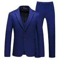 Yeni moda tasarım boy takım elbise erkekler 3 parça kraliyet mavi erkekler için takım elbise