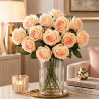 Bouquet de mariée en soie artificielle réaliste de 50 cm, rose blanche, pour la décoration de la maison et de mariage, Saint-Valentin et Thanksgiving