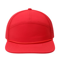 Casquette de baseball perforée à sept panneaux, visière plate, en polyester, protection solaire, respirante, décontractée, pour l'extérieur, logo personnalisé