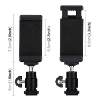 Meilleures ventes en gros PULUZ Tête de trépied avec griffe porte-accessoire 1/4 pouce et pince pour téléphone pour smartphones de 5,5 cm à 8 cm de largeur