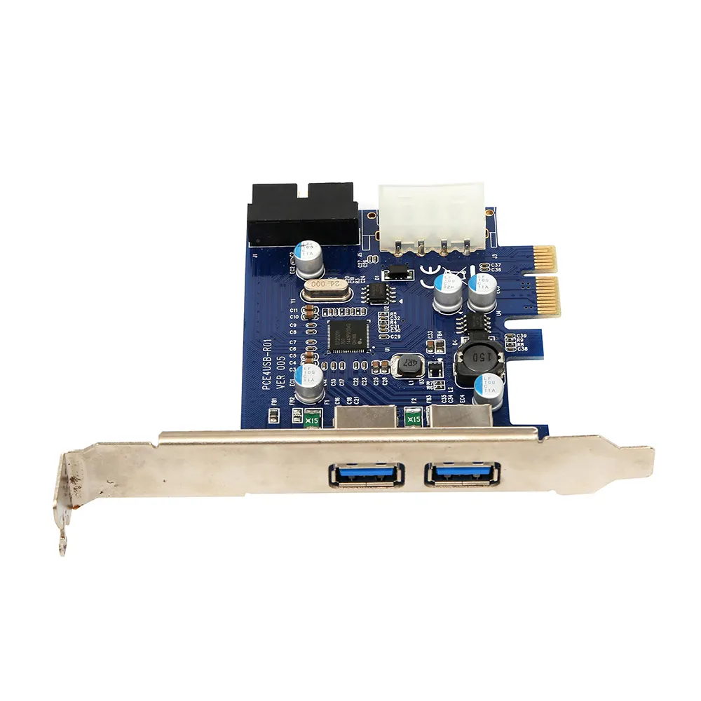 PCIe express to 2 Port Dual Port USB 3.0 Riser Card PCI E Converter Card with 4Pin Power Supply for Computer
